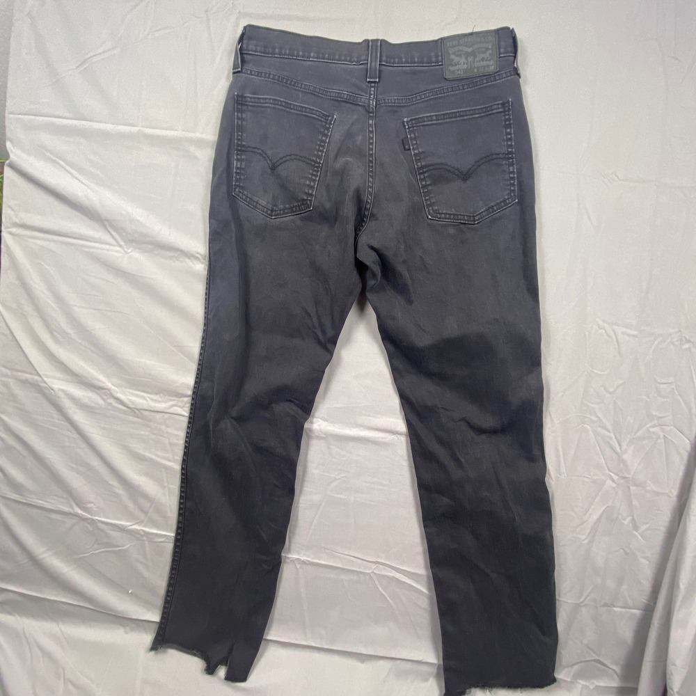 Levis 541 Athletic Taper Jeans Faded Black Distressed Ripped Knee Raw Hem 32x34 - Picture 8 of 11